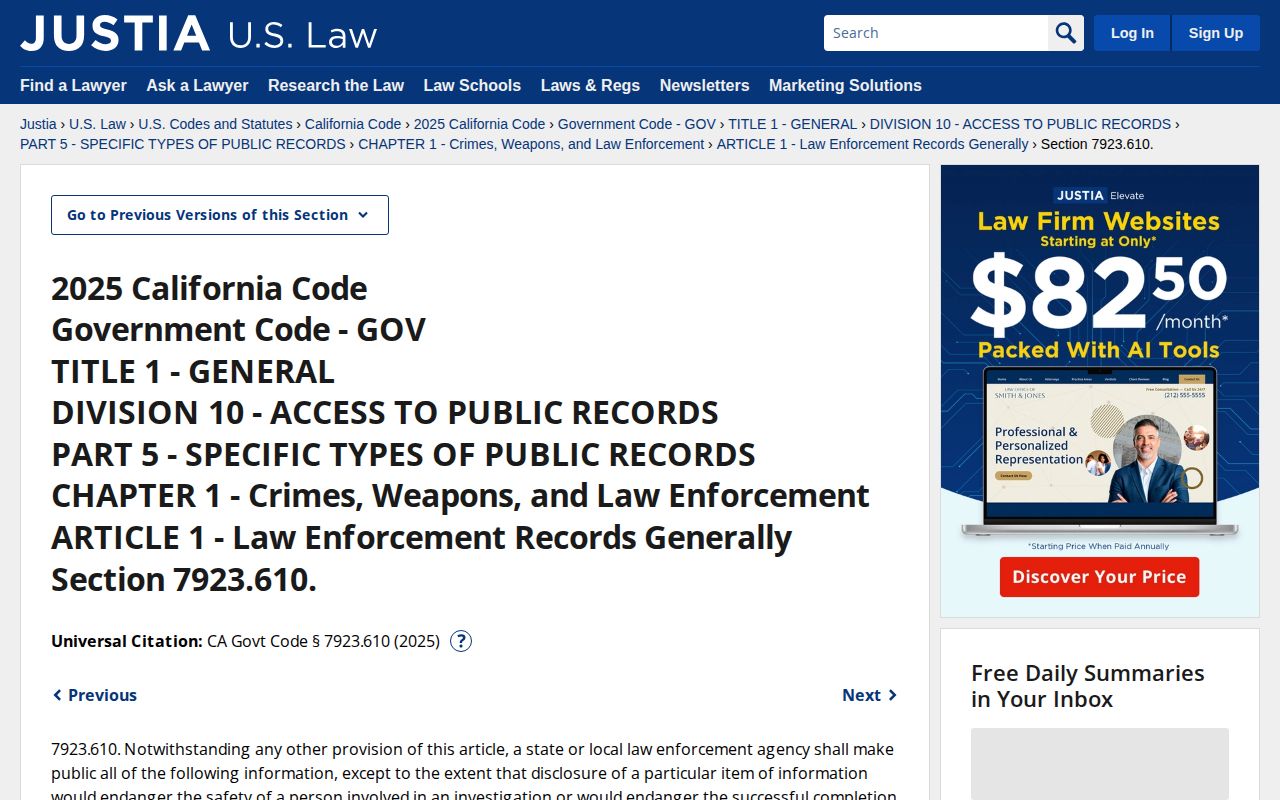 California public arrest information law source for Mono County release records